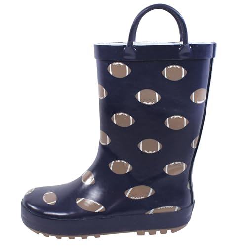 Hudson Baby Infant Boy Rain Boots, Footballs, 5 Toddler