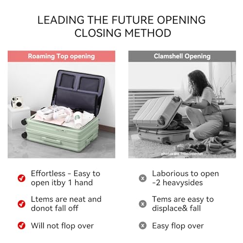 ROAMING Luggage Sets Hard shell Suitcase Top Opening Expandable with Spinner Wheels,Sturdy Large Suitcase Tsa Lock 20 Inch Carry on 28 Inch Checked Luggage,2-Piece Set (20/28) for Woman Men.Jade cyan2