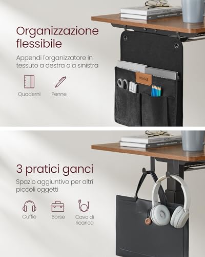 Vasagle Scrivania Elettrica Regolabile In Altezza, 70 X 160 X (72-120) Cm, Tavolo Regolabile In Continuo, Funzione Di Memoria Con 4 Altezze, Marrone Vintage LSD176X01V1 - 6