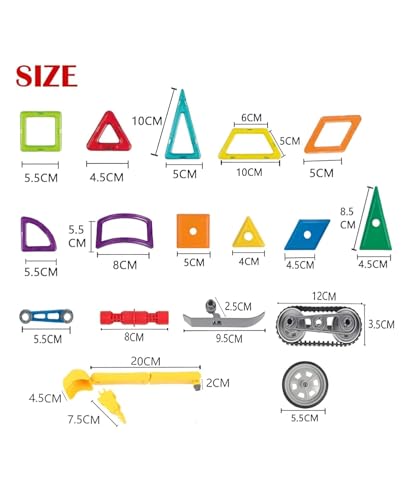 Image of 48 PCS Magnetic Building Blocks Construction Vehicle Set for Kids | Magnetic Tiles with Excavator, Crane, Trucks & Road Track | STEM Educational Toy for Boys & Girls Age 3+ Years