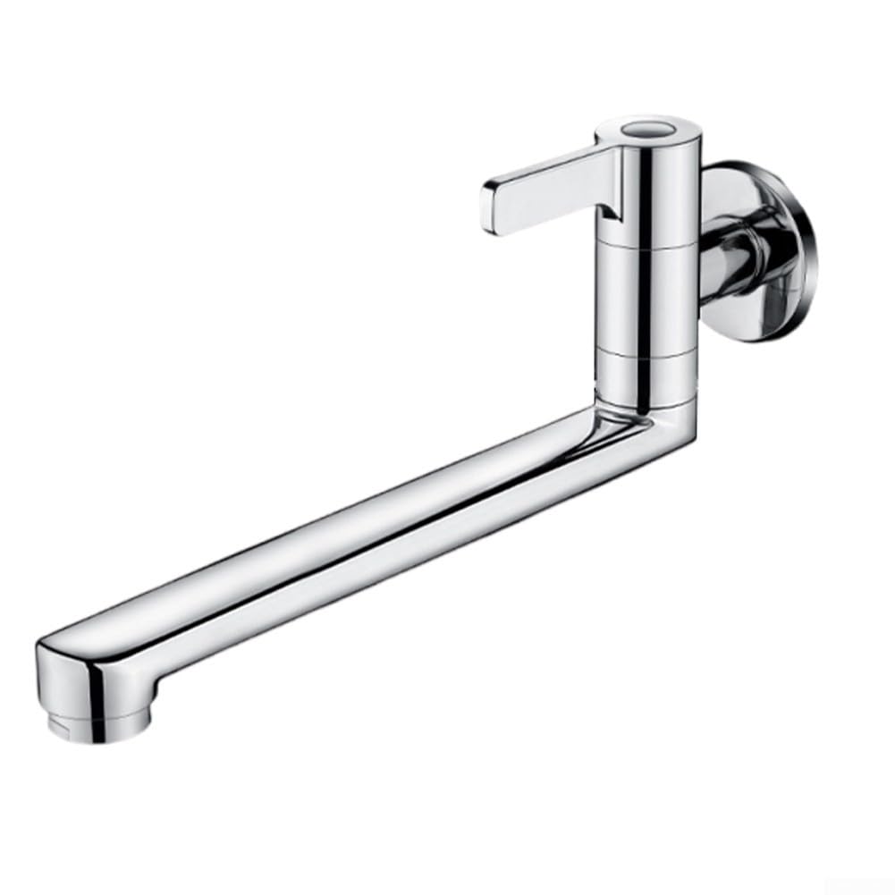 Rubinetto singolo girevole per acqua fredda, montaggio a parete, rubinetto da cucina 20 cm/25 cm, beccuccio esteso, in acciaio inox 304, per lavello, piscina, risparmio di spazio (25 cm)