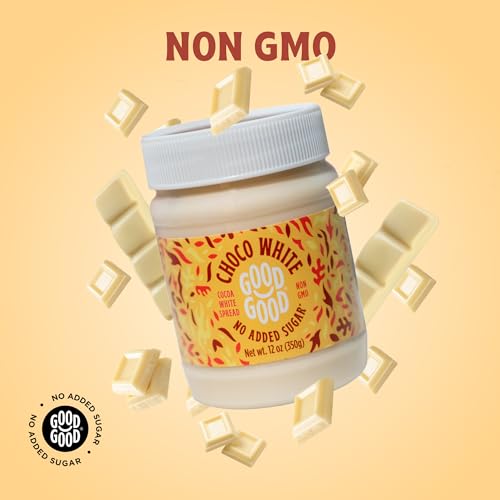 GOOD GOOD No Added Sugar White Choco Spread - Chocolate Spread with Natural Sweeteners - Gluten Free - Vegetarian Friendly - 12oz / 350g (Pack of 1) - Thumbnail 4
