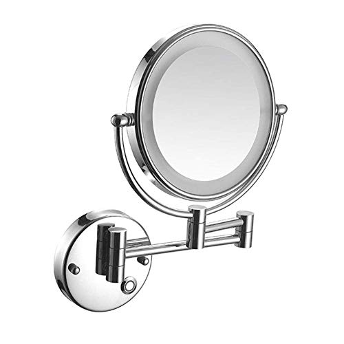 Miroir de maquillage mural avec LED et bras extensible double face 8 pouces - 2