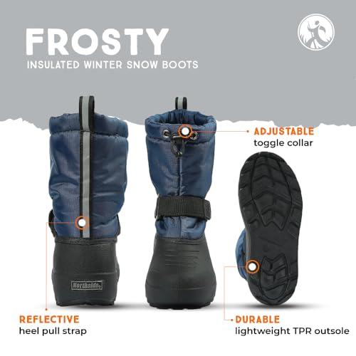 Northside unisex child Frosty Snow Boot, Navy, 4 Big Kid US
