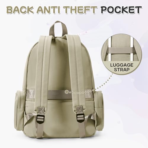 School Backpack for Girls Boys, Lightweight Middle School Bookbag, Casual Daypack Classic College High School Backpack for Women Men, Waterproof Travel Daypack - Khaki 6