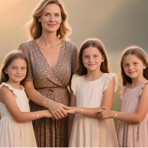 Image of DS Mother Daughter Bracelets Set,18K Gold Plated Stainless Steel Heart Jewelry for Women Girls,Mothers Day Gifts for Mom /Daughter,Adjustable Matching Bracelets for Mommy and Me gift box packaging