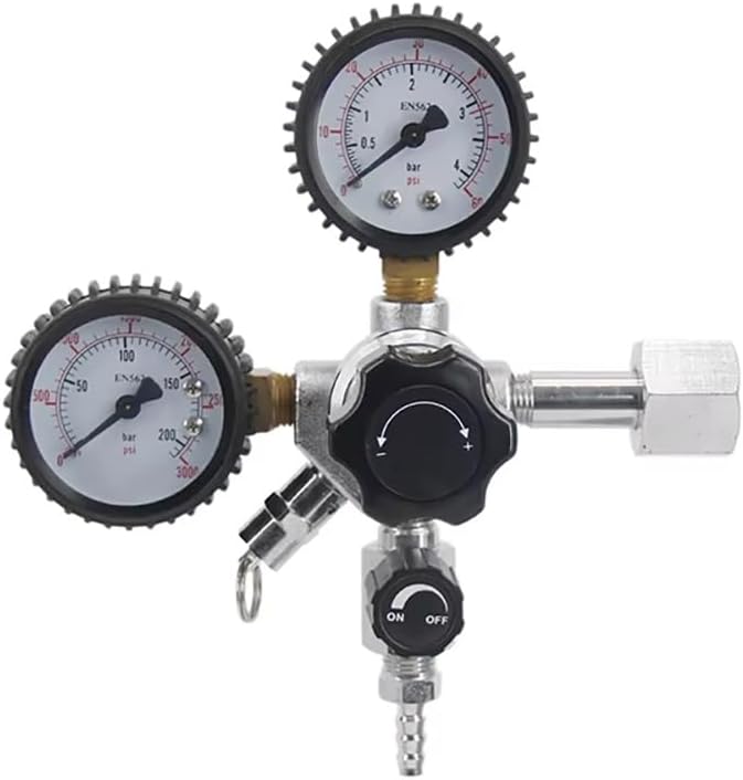 Heavy Duty Dual Gauge CO2 Regulator for Kegerators, W21.8/CGA320, 5/16" Barb, Homebrew Draft Beer Keg System(W21.8 Inlet)