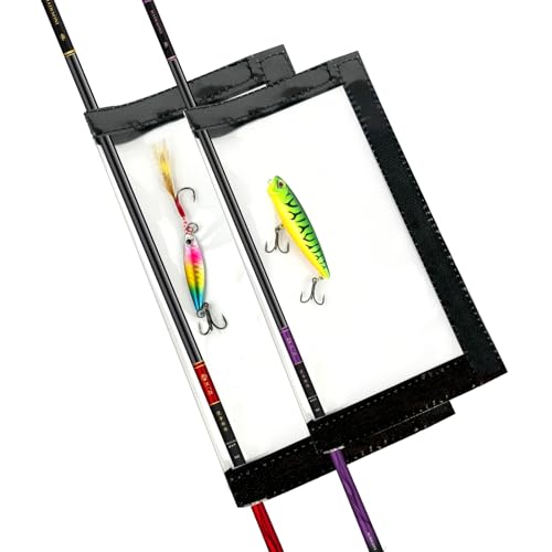 4Pcs Fishing Lure Wraps Durable & Clear PVC Lure Covers to Keep Hooks Safe Lures Fishing Hook Covers Bait Storage Easily See Lures Open and Close Hook & Loop (Medium (7 x 3.9))