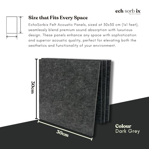 Image of MMT Acoustix Premium Felt Acoustic Panels for Offices, Bedrooms & Studios | Sustainable PET Felt Panels for Echo Reduction & Sound Absorption | 1x1 Ft, 9mm Thick | Ash - Pack of 8
