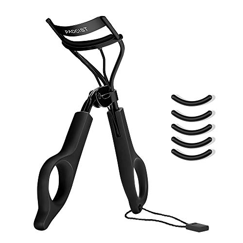 Padcist Eyelash Curler, Beauty Eye Lashes Mini Eyelashes Curler, with Silicone Pressure Refill Replacement Pads Pad Fits All Eye Shapes ( Black)