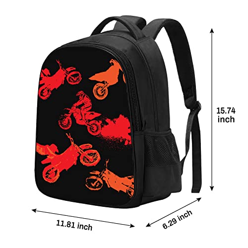 SARA NELL Kids Cool Red Motocross Motorcycle School Backpack for Girls, Boys - Durable Lightweight Premium BookBags with 2 Main Compartment, 15.7 Inches2