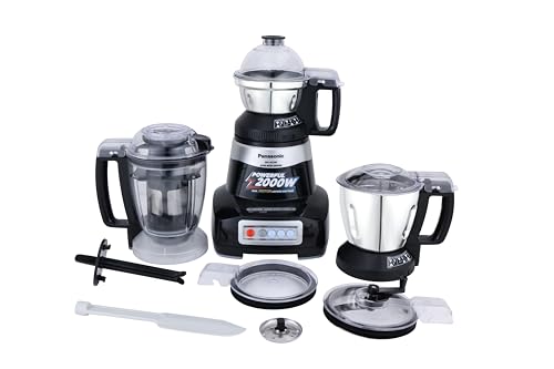 Panasonic MX-AE390 2000W (MMLW) Mixer Grinder (Black) | 3 Jars – 2 Stainless Steel Multipurpose + 1 Juicer | Heavy Duty Motor | 2 Years Product Warranty + 5 Years on Motor