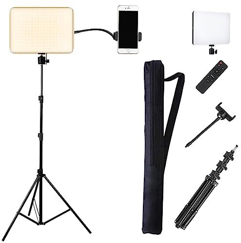 Image of GiftMax LED Camera Light for Videoshooting, Photography, Video Recording, Conference, YouTube 2700K-5700K CRI95+ (Camera Light + 6ft Stand + Mobile Holder)