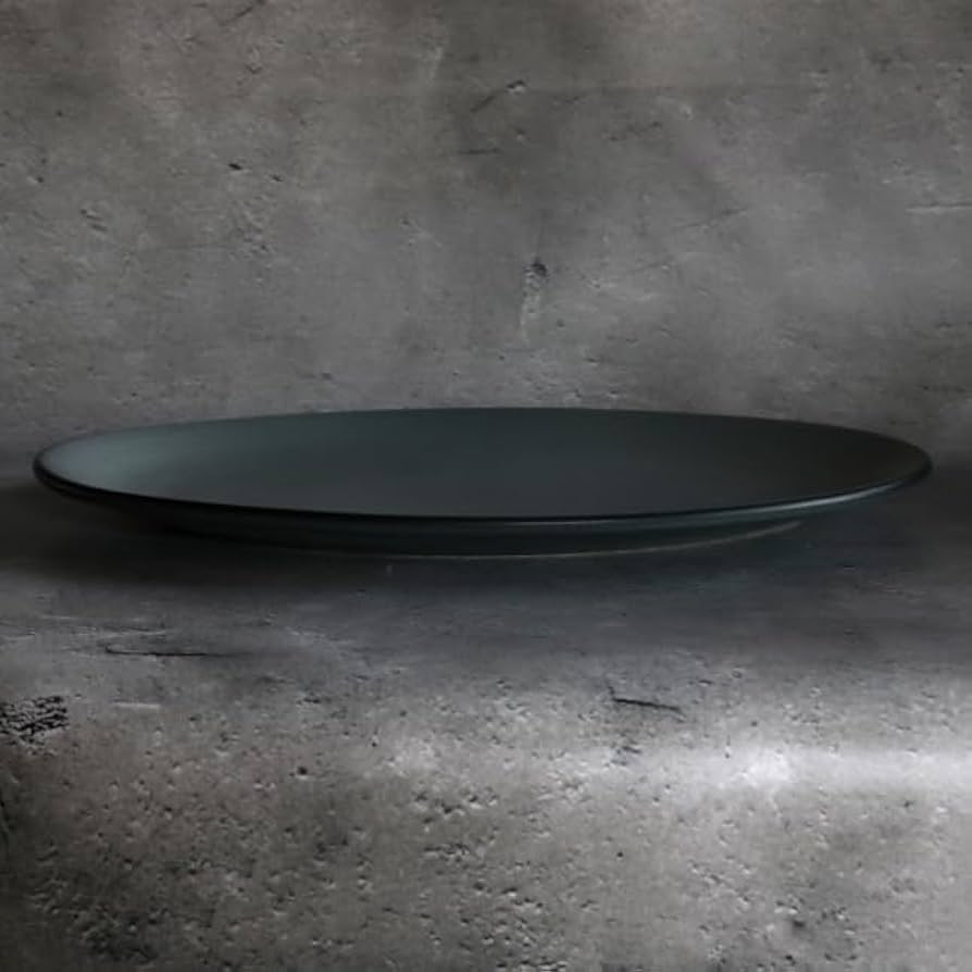 Amazon.co.jp: ANFORA マットグレイ オーバルプレート 38cm