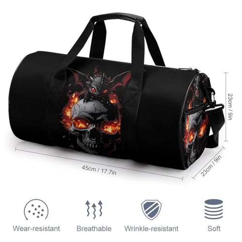 Black Dragon Fire Skull Gym Bag Travel Duffel Bag Lightweight Carry On Weekender Bag Tote Bags for Women Men2