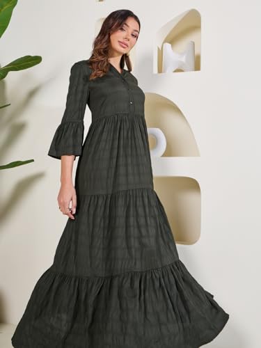Image of Styli Women Tired Maxi Dress | Flowy Silhouette with Comfortable Fit | Elegant and Stylish Design | Perfect for Casual and Occasion Wear