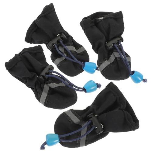 DECOMELODY 4 Piezas Cubierta de pie Impermeable para Mascotas para Perros Agarre Protector criar Botas Animales Dog Shoes Bota de Perro Zapatos Antideslizantes para Mascotas Tela Black