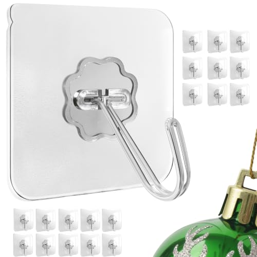 Menz Haken selbstklebend 25 Stück PVC Transparent Klebehaken 10 kg Selbstklebende Wandhaken für Glas Fliesen und Holz wasserdicht und rostfrei Mehrzweckhaken für Küche und Wohnzimmer