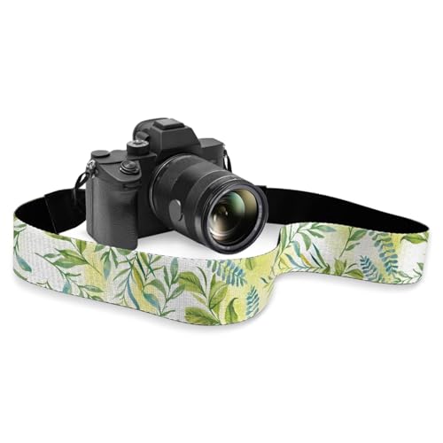 Sepetwhos Green Leaves Camera Strap Adjustable Neck & Shoulder Strap with Quick Release Buckles Soft Sling Strap Thin Strap for Adults