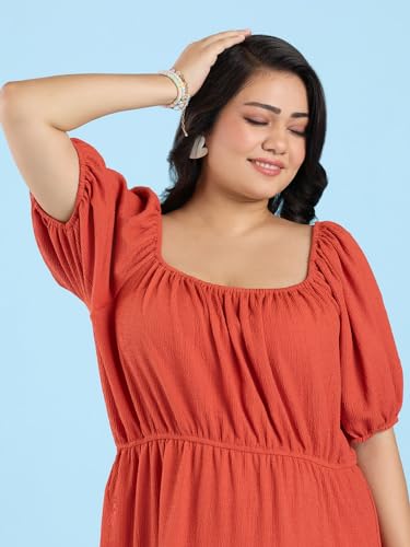 Image of Big Hello - THE Plus Size Women's Midi Knitted Polyester Plus Size Stretch Dress - Red