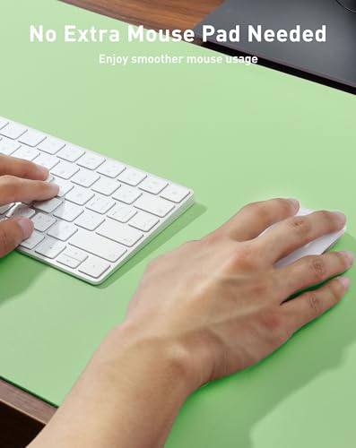 Image of Aothia Faux Leather Desk Mat - Large Mouse Pad, Non-Slip PU Leather Blotter, Waterproof Writing Surface for Office and Home (Foam Green, 63 inch x 17 inch)