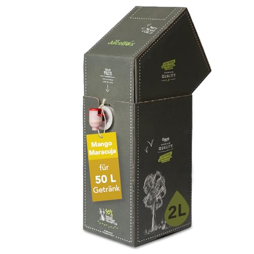 JuiceBox Sirup Light - 2 Liter ergeben 52 Liter antrinkfertiges Getränk langanhaltend pflanzenbasiert köstlich & kalorienbewusst (Mango-Maracuja Light)