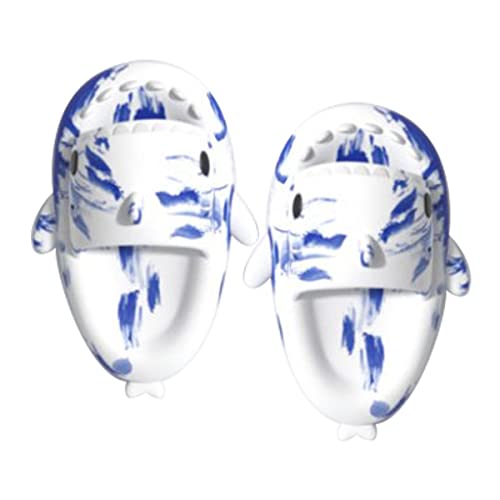 Requin Chaussons Fille Pantoufles Tigre Mignon Claquettes Garçon Chaussures pour Piscine et Plage Antidérapant Douche Chaussons Maison d'été Bleu Blanche EU 27 28 Cover