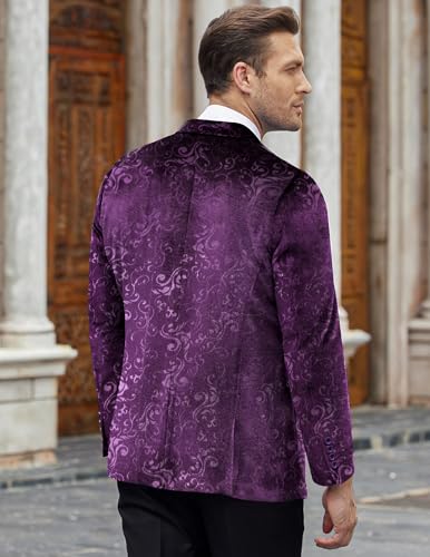 Image of COOFANDY Men's Velvet Blazer Notched Lapel Velour Suit Jacket One Button Tuxedo Jackets for Wedding Prom Party Dinner