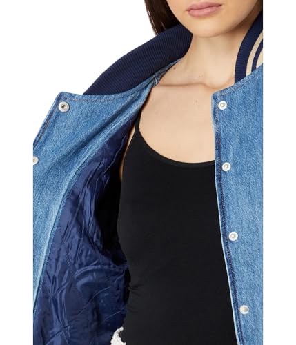 Blank NYC Bomber Jacket in Denim/Beige3