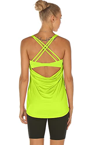 Image of icyzone Women's Open Back Workout Athletic Yoga Tank Tops with Built in Bra