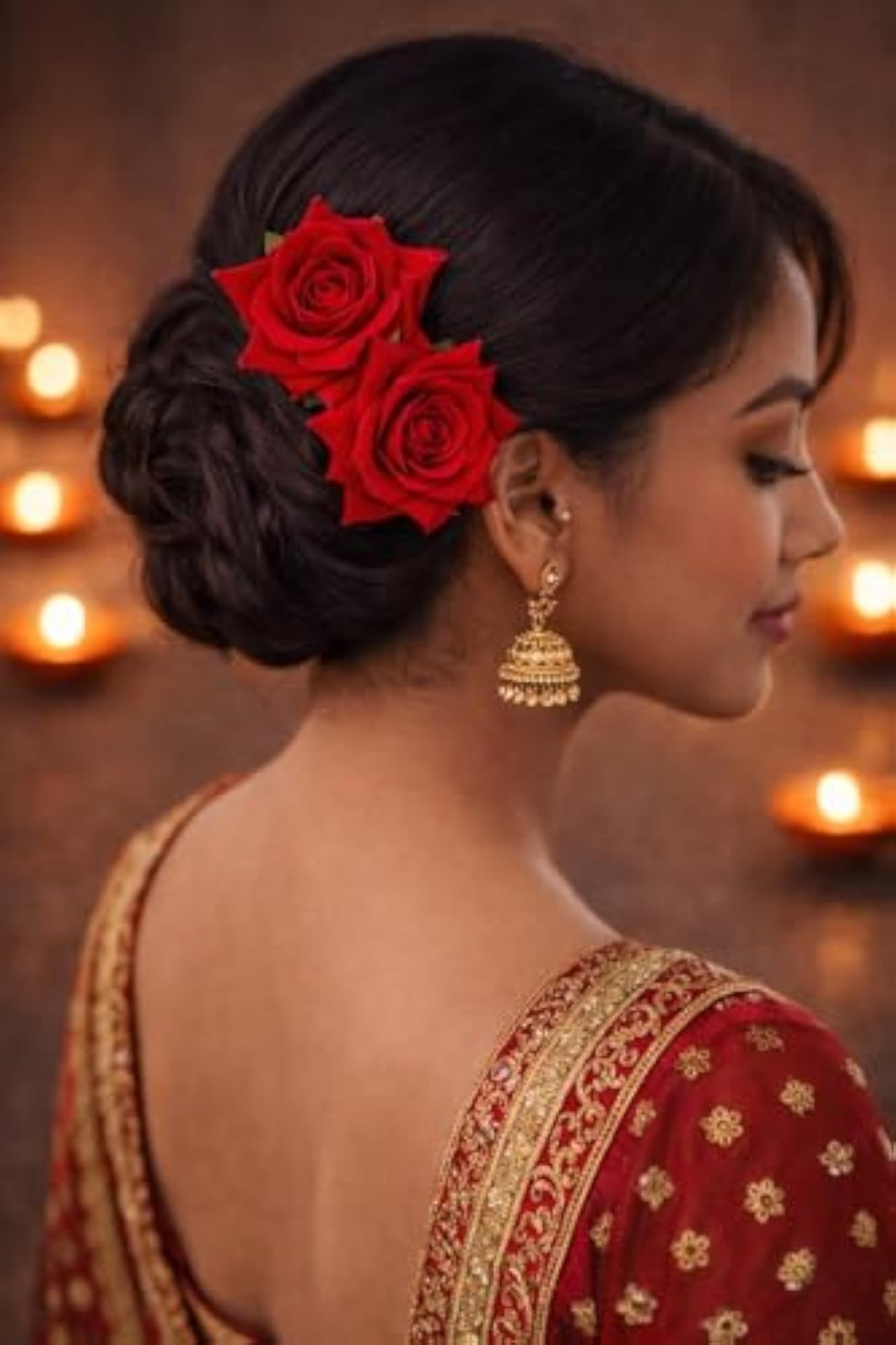 Elegant Dark Red Rose Hair Clips Set for Weddings