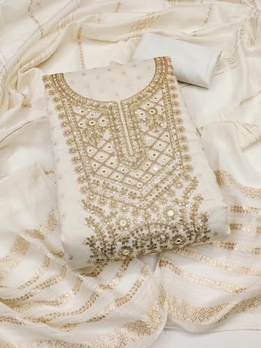 Image of LATEST DRESS MATERIAL FOR WOMEN FEBRIC TYP CHANDERI SILK