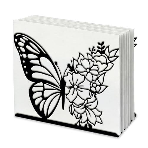 Porte-serviettes papillon en fer noir pour table - 2