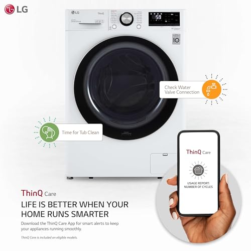 LG 24 in. Wide 2.4 Cu. Ft. Compact Stackable Front-Load Washer – White, Steam Cleaning, AI Fabric Sensor, Smart Pairing Compatible - Image 3