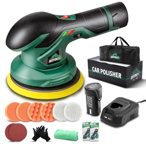 BATOCA - Cordless Car Buffer Polisher - 1pcs 2.0Ah 12V Lithium-ion Rechargeable Battery Powered Brushless Polisher with 6 Variable Speed, DA Orbital Buffer for Car Detailing, Polishing, Waxing