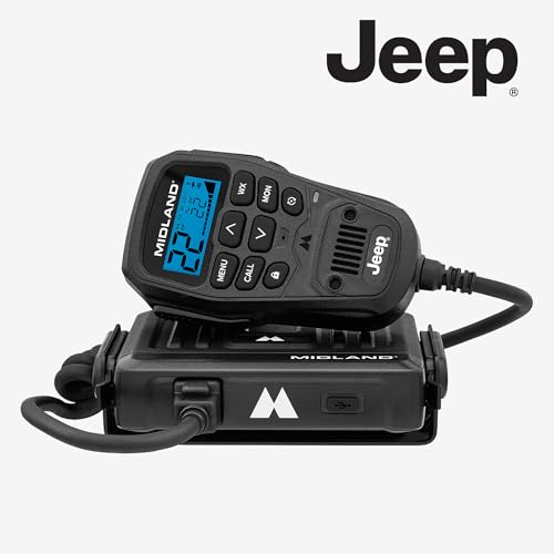 Image of Midland - MXT275 Jeep Branded MicroMobile GMRS Radio - 15 Watts Two-Way Radio with Integrated Control Microphone - Overland Tractors Detachable External Magnetic Mount Antenna - 8 Repeater Channels