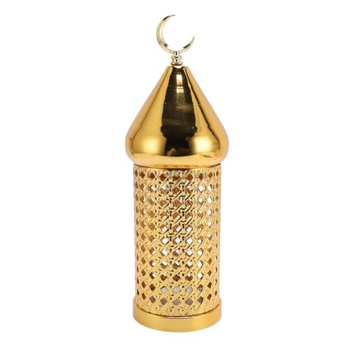 Lanterns Decorations Indoor Outdoor Gold Wind Lamp, Handmade Retro Hollow Wind Lamp Iron Lantern for Wedding Party Home Patio Decoration, Sturdy Iron Vintage Lantern Decor (S)