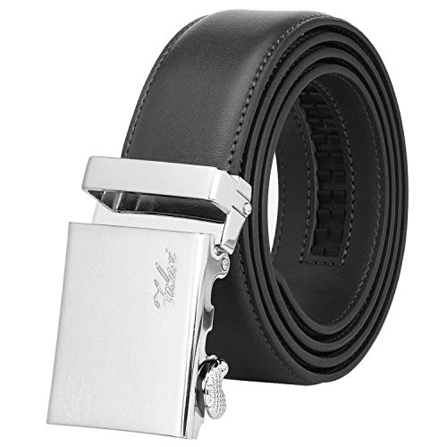 Image of Falari Men Unisex Genuine Leather Ratchet Dress and Casual Belt, Automatic Sliding Buckle, Trim to Fit