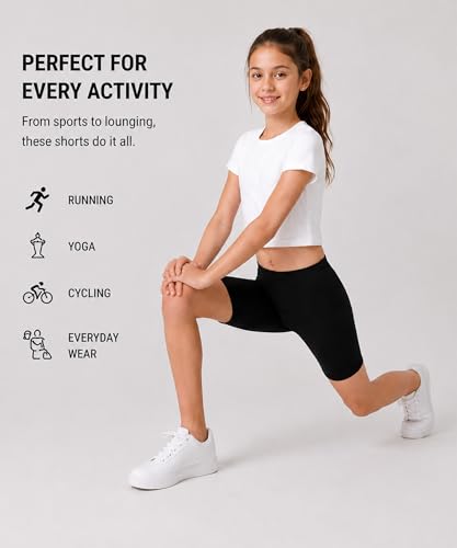 Image of KYDA KIDS Girls's Stretchable Anti Bacterial Cycling Shorts, Yoga & Workout Gym Shorts (Pack of 3)