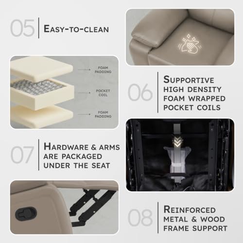 Image of Lexicon Leather Match Manual Recliner Sofa, Wall Hugger Recliner, Latte