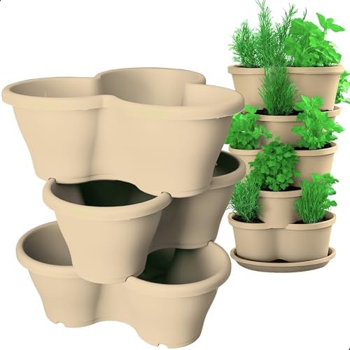Kit 3 Vaso Treviso Cinza Empilhável Jardim Vertical 11L Borda Ant...