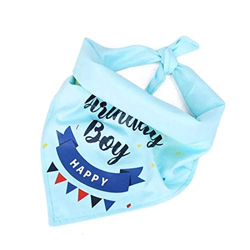 KUTKUT Happy Birthday Dog Bandana Boy, Pet Triangle Scarf Double Layer Bandanas Dog Accessories for Cute Doggy Birthday Party Suitable for Small, Medium & Large Dogs (Blue)…