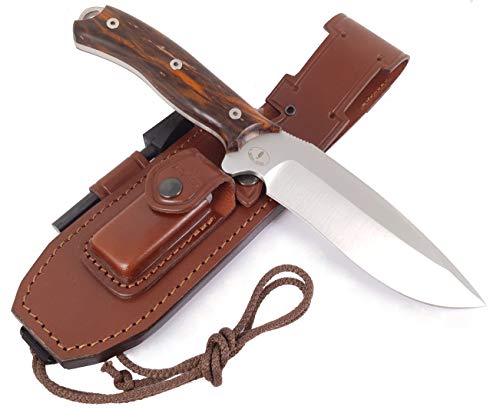 JEO-TEC Nº9 Bushcraft Survival Hunting Camping Knife, MOVA Stainless Steel, 11" Overall, Cocobolo Wood Handle, Multi-positioned Leather Sheath, Handmade - Thumbnail 2