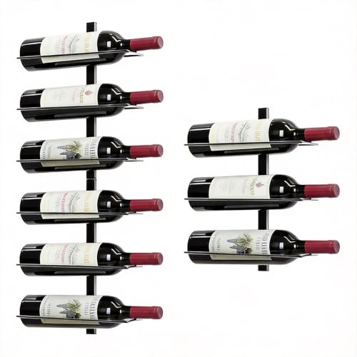 Image of B4Life Wine Rack Wall Mounted 9 Bottles, Metal Hanging Wink Racks for Wall | Liquor, Champagne, Under-Stair Walls, Wine Cellars, Decorative Display With Empty Bottles, Home Bar, Cellar, Dining Room