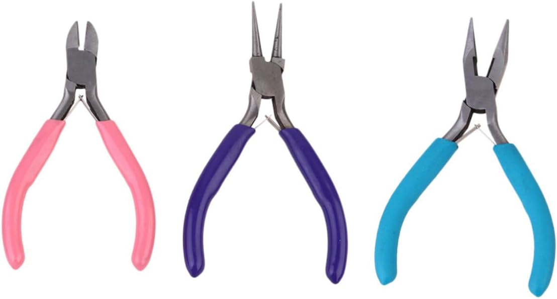 3pcs Carbon Steel Jewelry Pliers Set Heavy-duty Cutter Needle Nose Round Nose for DIY Crafting Beading Jewelry Making Tools with Handles