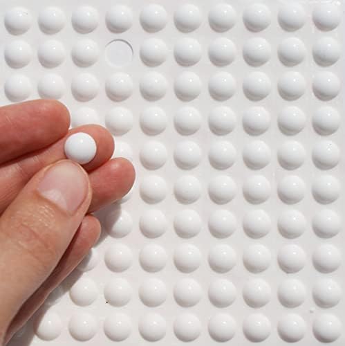 Bumpons RUBBER FEET ~ 10mm x 4mm ~ Small Self Adhesive STICKY PADS Dots STOPPERS ~ Furniture Protectors ~ Clear, Black, White, Orange, Red, Blue, Green (40, White) — image 1