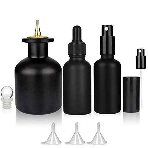 Best Cyber Monday 🔥 Bitters Bottle Set - Atomizer Sprayer 1.7oz for Cocktails,Dropper Bottle 1.7oz, Dasher Bottle 5oz for Bitters Dropper Refillable Glass Bottle Set of 3