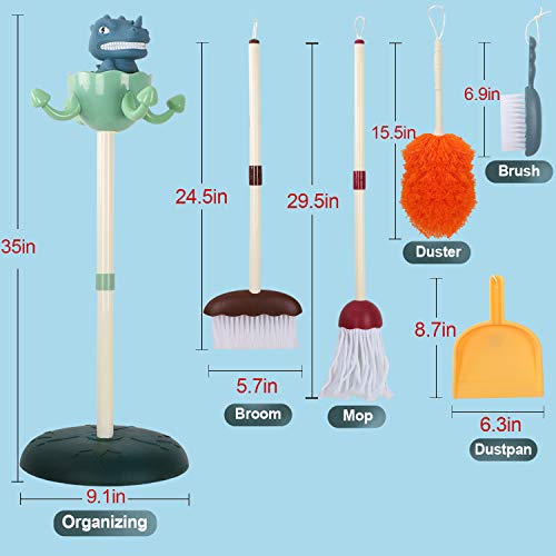 Tomons Kids Cleaning Set - Pretend Play Housekeeping Toys Cleaning Set，6 Pcs Cleaning Tools Educational Toys for Toddler Boys and Girls Includes Dinosaur Station，Mop，Broom，Dustpan，Brush，Duster - Thumbnail 7