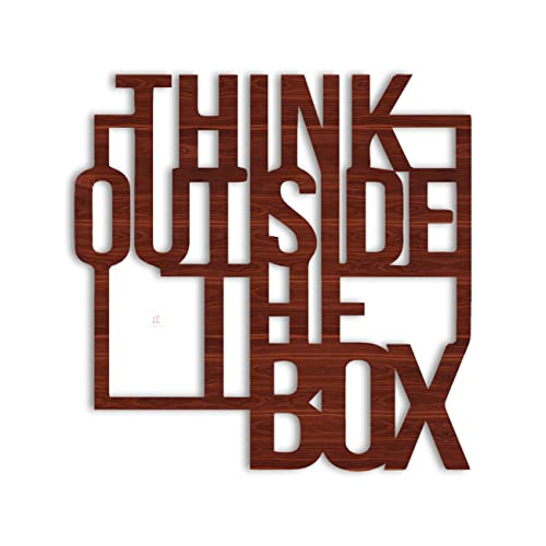 Image of Art Street Think Outside The Box Brown MDF Plaque Cutout Ready To Hang For Home Office Wall Art Decor, Wall Art Hanging Decorative Item, Home Decoration Size -12 x 12 Inches