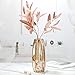 Lucky Bird Amber Glass Vase - Modern Tall/Short Ribbed Vase for Flowers & Candles - Amber H11.8